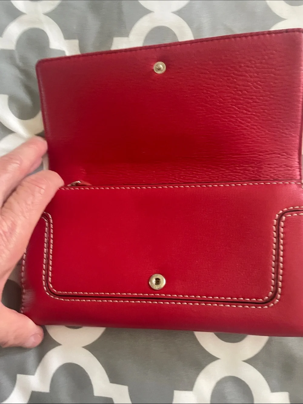 Vintage Michael Kors Red Leather Wallet with Silver Logo Plaque very spacious